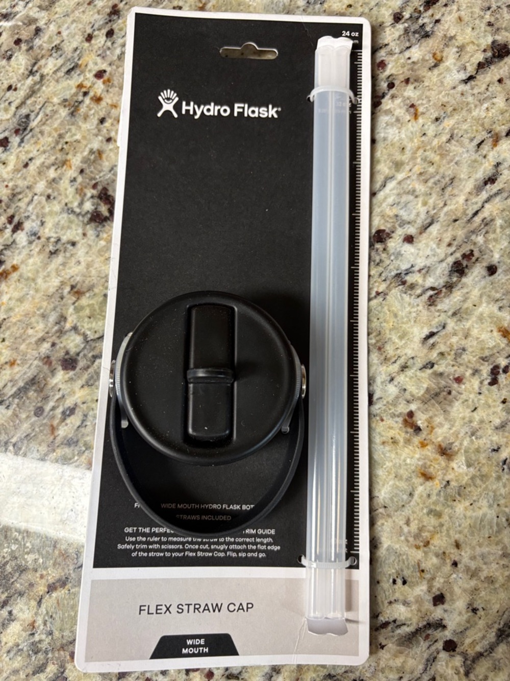 Hydro Flask Flex Straw Cap - Black with Clear Straw